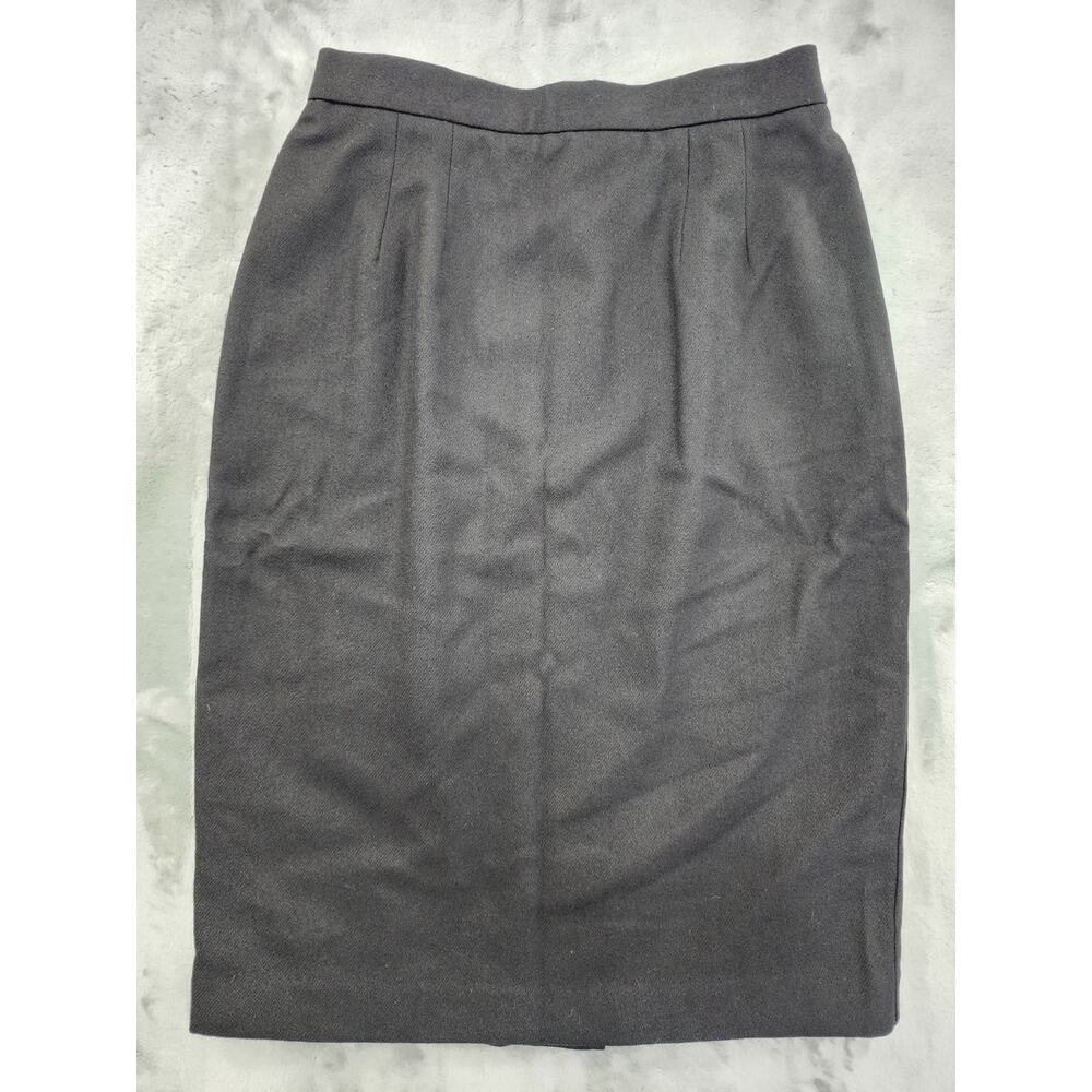 Vintage 70s Panther Wool High Waist Pencil Skirt Size M Black Lined‎ Office